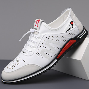 Zapatos Casuales Blancos para Hombre, Transpirables, con Suela Hueca, Suela de Goma de Tacón Bajo, Zapatillas de Moda de Verano - Product Image 1