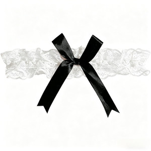 Lazo elástico de encaje blanco dulce para mujer, accesorio de joyería corporal sexy con lazo negro para muslo - Product Image 5