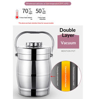 Boîte à lunch isotherme à double paroi en acier inoxydable 1-3L Grande capacité Double compartiment Sous vide Portable Facile à nettoyer Qualité alimentaire