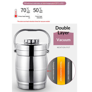 กล่องข้าวสแตนเลสสองชั้น เก็บความร้อน ความจุ <span class=keywords><strong>1</strong></span>-<span class=keywords><strong>3</strong></span> ลิตร ช่องใส่อาหารสองช่อง แบบสุญญากาศ พกพาสะดวก ทำความสะอาดง่าย เกรดสำหรับอาหาร - Product Image 4