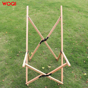 Chaise pliante en bois Woqi, tissu Oxford blanc, 54x54x93cm, pour camping, jardin, plage, pique-nique, usage extérieur - Product Image 2