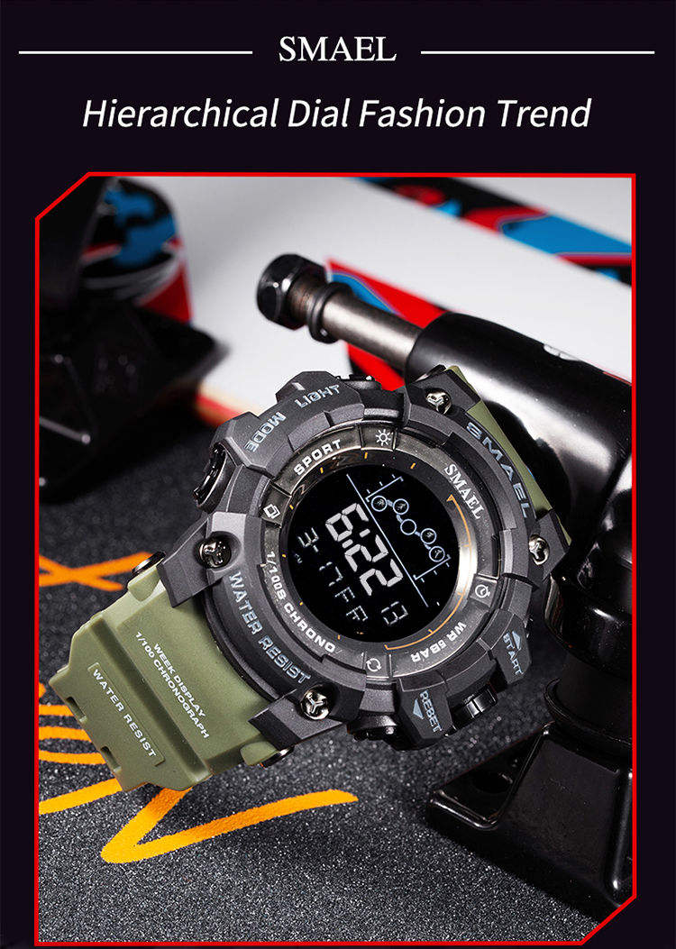 Reloj digital SMAEL 8082 original con clase para hombre, correa de