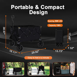 Тележка-вагончик складная регулируемая из легированной стали 130 л/150 л, четырехколесная, с бесшумными универсальными колесами, для промышленного использования и покупок - Product Image 5