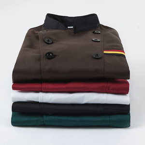 Moda personalizada francesa personalizada poliéster algodón chaqueta Unisex cocina manga corta restaurante café <span class=keywords><strong>Chef</strong></span> abrigo uniforme - Product Image 2