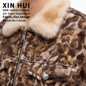 Giacca Trucker con Stampa Leopardata Personalizzata OEM 2026, Cappotto Invernale di Lusso con Collo in Pelliccia Sintetica, Giacca in Tessuto Decorativo all'Ingrosso - Product Image 3