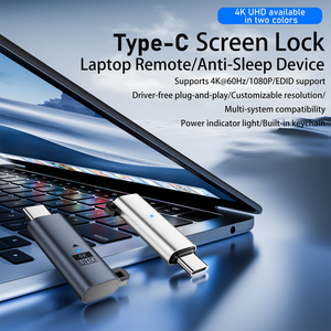 การ์ดจอแบบ Type-C อุปกรณ์ล็อคหน้าจอเสมือนแบบจำลอง ความละเอียดสูง สำหรับแล็ปท็อป ป้องกันการเข้าสู่โหมดพักเครื่องจากระยะไกล รองรับ 4K Ultra HD Audio - Product Image 2