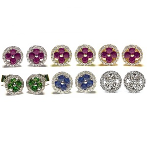 HK Fabricant Nouvel An Livraison Rapide Mignon Rubis Bijoux 18k Or Blanc Diamant De Haute Qualité Bouton Rond Boucles D'oreilles - Product Image 4
