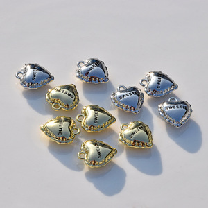 Alloy Heart Pendant <b>Sweetie</b> Engraved Gold Silver Color DIY Jewelry Findings for Earrings Necklace Making 10pcs - Product Image 1