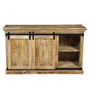Buffet en bois vintage artisanal avec portes richement sculptées et un grand espace de rangement pour l'intérieur de la salle à manger - Product Image 3
