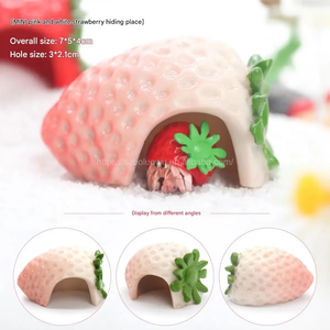 Creatieve Kleine Reptielen Decor Voor Aquaria Innovatieve Hars Aardbei Schuilplaats Voor Heremietkrab En Spin Huisdieren - Product Image 4