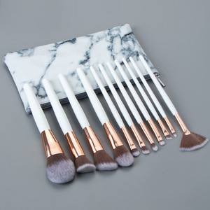 2025 Best-seller 11 pièces ensemble de pinceaux de maquillage Portable Simple Logo personnalisé pinceau de maquillage <span class=keywords><strong>Sexy</strong></span> marque privée marbre Texture sac de maquillage - Product Image 1