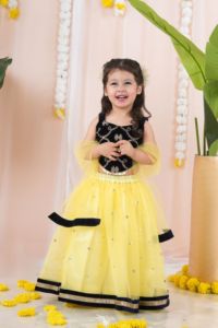 Conjunto de Lehenga y Blusa Listo para Usar con Bordado de Espejo para Niñas Titrit, con Dupatta - Product Image 1