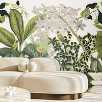 Papier peint mural végétal tropical, papier peint naturel jungle pour la décoration de la chambre et du salon