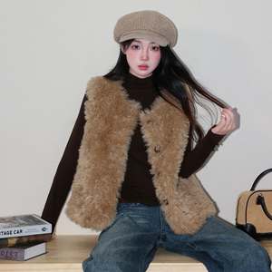 Manteau en fausse fourrure d'hiver personnalisé, blanc, fait main, <span class=keywords><strong>sans</strong></span> manches, pour femmes - Product Image 6