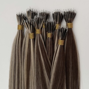 Virgin Human Hair Nano <b>Ring</b> Hair Extensions Wholesale Russian Nano <b>Ring</b> Extensions Raw Hair for Salon European Blond Ombre 1b - Product Image 4