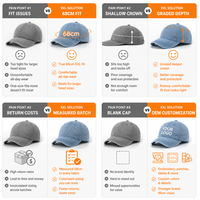 Casquette de baseball oversize 68 cm en coton 100 %, motif ethnique feuille bleue XXL, 5 panneaux, couronne profonde, vente en gros, OEM ODM