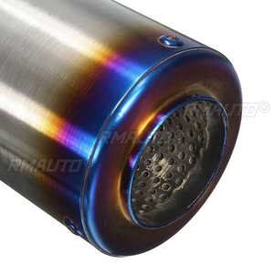 Tubo de Escape Universal de Alta Calidad para Coche y Motocicleta, 28-51 mm, Silenciador de Cilindro, Punta de Fibra de Carbono Azulada, Acero Inoxidable - Product Image 5