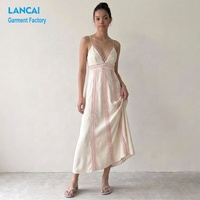 Fabricant de robes sur mesure OEM ODM, robe midi élégante pour femmes avec dentelle, col en V profond, fluide, pour occasions formelles et décontractées