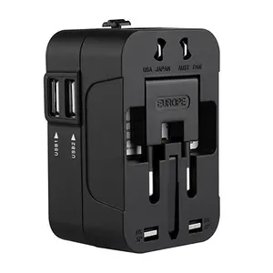 EU USA UK AUS plugs all in one with 2 USB universal travel adapter plug international travel adapter universal