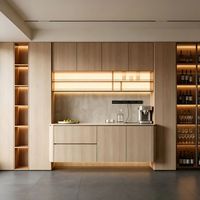 Aparador de Estilo Italiano de Lujo para Comedor, Madera Maciza de Nogal Ecológica, Tapa de Mármol, Estantes Ajustables, Iluminación LED