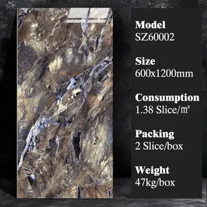 Hoàng Đế Vàng đá cẩm thạch hiệu ứng sứ sàn gạch Mài <span class=keywords><strong>peronda</strong></span> đá cẩm thạch gạch sứ 600x1200mm - Product Image 3