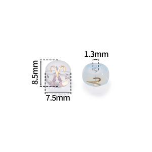 Cuentas Sueltas de Cristal con Diseño de las Doce Constelaciones, Redondas, para Hacer Pulseras y Joyería, 6mm - Product Image 2