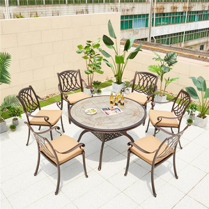 Juego de <span class=keywords><strong>mesa</strong></span> <span class=keywords><strong>y</strong></span> <span class=keywords><strong>sillas</strong></span> de <span class=keywords><strong>terraza</strong></span> de muebles para exteriores de aluminio fundido - Product Image 3