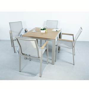 Nhà Hàng Phòng Ăn Đặt Ngoài Trời Vườn Nhựa Đồ Nội Thất Bằng Gỗ 4 Ghế Patio Bàn Và Ghế Vườn Bộ Đồ Nội Thất Ngoài Trời - Product Image 2