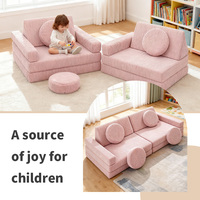 Canapé modulaire pour enfants en forme de voiture, 10 pièces, mousse haute densité, velours côtelé, canapé pliable pour chambre à coucher, salon