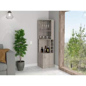 DB Syrah Armoire de bar à double porte gris clair avec huit bouteilles et deux étagères ouvertes Huit bouteilles Cubbies - Product Image 1