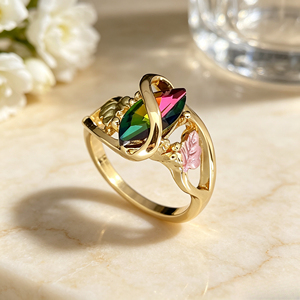 Anello a Foglia Colorato per Donne, Anello da Dito Creativo Vintage alla Moda - Product Image 3