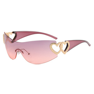 Lunettes de soleil de mode Y2K en forme de cœur, design intégré, résistantes aux UV, pour l'extérieur - Product Image 3