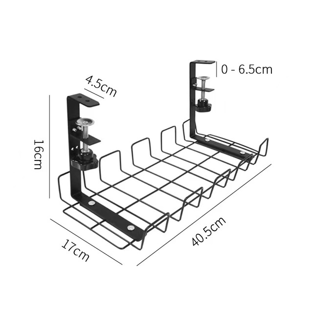 Wire Metal Management C Clamp Trays No Drill Table Cable Raceway Kit Desk Cord Organizer