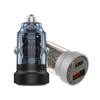Chargeur de voiture transparent à double Port USB A USB C PD3.0 QC3.0 20W chargeur de voiture à charge rapide pour voyage en voiture