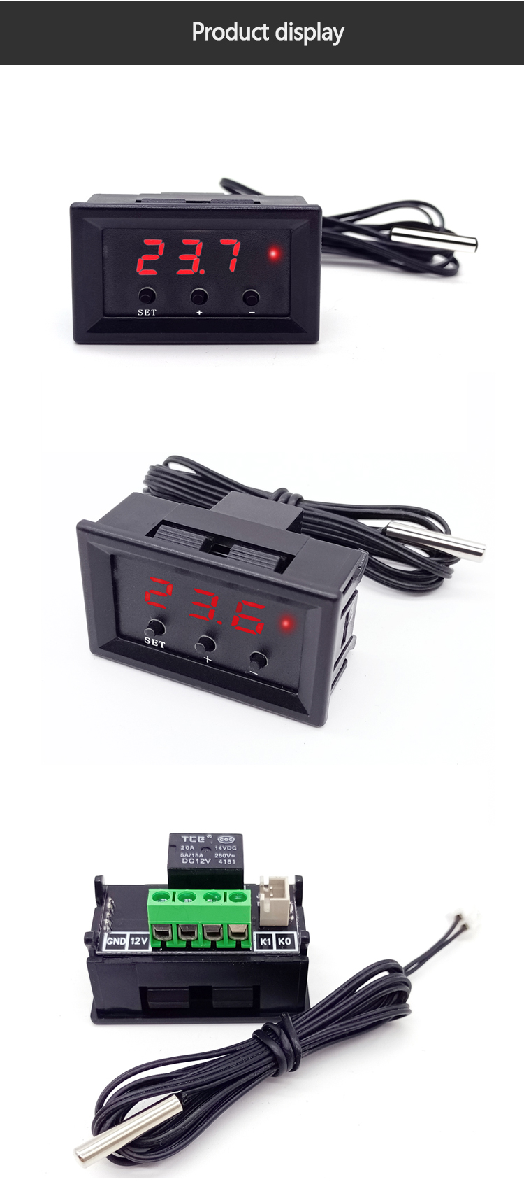 W1209 WK DC12V LED digital thermostat thermometer temperature switch temperature controller +NTC sensor(图6)