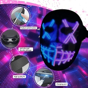 Thông minh âm thanh kích hoạt cử chỉ cảm biến HD màn hình video LED mặt nạ lập trình App bluetooth sạc Halloween Đảng LED mặt nạ - Product Image 6