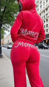 Велюровый костюм из 2 предметов для женщин: дышащий, облегающий, эластичный велюровый спортивный костюм-двойка - Product Image 3