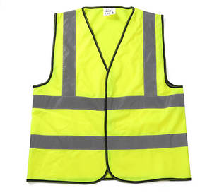 Gilet de sécurité réfléchissant fluorescent <span class=keywords><strong>pour</strong></span> travailleurs de nuit, avec poches, respirant, jaune-vert, à bas prix, sans manches - Product Image 1
