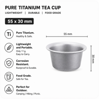 Cangkir Teh Titanium untuk Berkemah, Cangkir Teh Dinding Ganda Ultralight Portabel untuk Hiking, Piknik, dan Backpacking