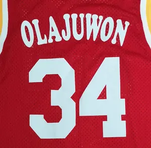 Hakeem Olajuwon 레드 후퇴 최고의 품질 스티치 농구 저지