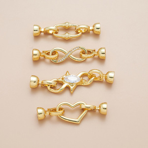 ตัวล็อกสร้อยคอแบบฝังสีสันสดใสคุณภาพสูง รูปทรงกลม/หัวใจ/ดอกไม้ ตัวล็อกกำไลข้อมือ อุปกรณ์ตกแต่งเครื่องประดับ DIY - Product Image 3