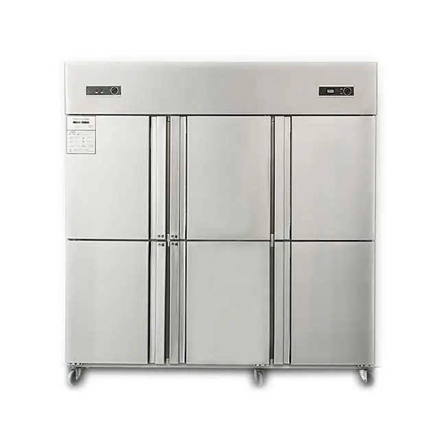 Réfrigérateurs commerciaux Congélateur de restaurant vertical en acier inoxydable à 6 portes Réfrigérateur commercial