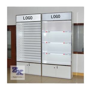 Dudukan Pajangan Dinding Slat Kustom untuk Toko Ritel Ponsel, Kabinet Pajangan Dinding Slat untuk Toko Telepon Desain Furnitur Interior - Product Image 1