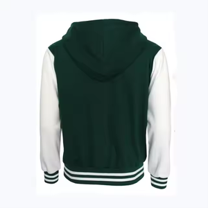 جاكيت بيسبول قطني للرجال بأكمام طويلة ومقاسات كبيرة مع شعار مخصص وأزرار أمامية وغطاء للرأس - Product Image 4