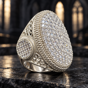 Bague Hip Hop en Or 10K 14K 18K Personnalisée avec Moissanite CVD et Diamant VVS Rond, Testée au Diamant, Bijoux Fins pour Hommes - Product Image 1