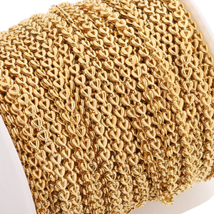 Cadena de Acero Inoxidable Dorada Vintage con Cierre de Corazón, Cadena Hecha a Mano para DIY, Pulsera, Tobillera, Accesorios de Joyería - Product Image 5