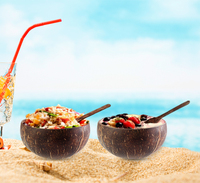 Ensemble de bols cuillères en bois naturel décoratifs pour la cuisine, bols à smoothie et à salade, bol en coquille de noix de coco