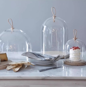 Assiette à gâteau en bois minimaliste et couvercle de gâteau en verre faits à la main en gros - Product Image 5