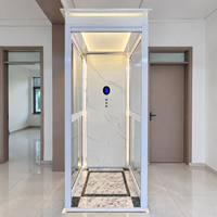 Lift Rumah Modern Berbentuk L dengan Shaft Kaca Panoramic, Panel Belakang Berlampu, Operasi Halus dan Senyap untuk Rumah Pribadi