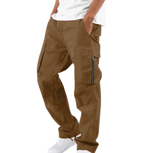 Pantalon cargo léger pour homme avec coutures robustes, design utilitaire, taille haute, en toile - Product Image 2